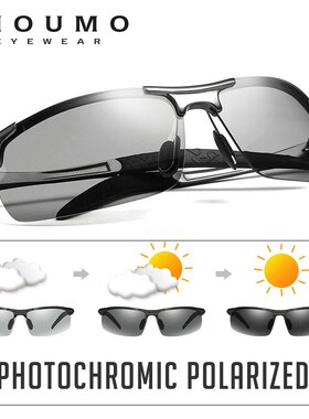LIOUMO Retro Pilot Photochromic Polarized Sunglasses Men Al