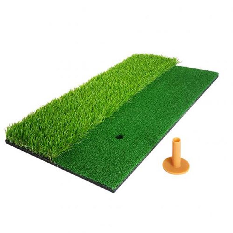 2-in-1 Golf Hitting Practice Training Mat Artificial Lawn Gr