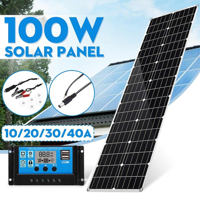 100W Solar Panel 18V Dual SB Power Bank Board Solar Cell+10/