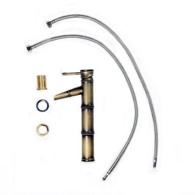 5x Single Handle Bathroom Bamboo Vessel Filler Faucet, Antiq