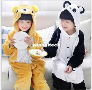 Children Kids Flannel Onesies Pijamas Cartoon Animal Bear Pa