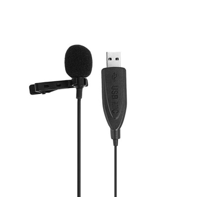 USB 2.0 Lavalier Microphone Clip on Collar Condenser Lapel M