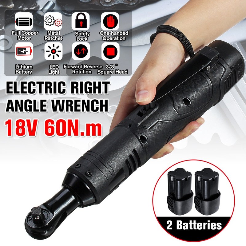 18V 3/8'' Cordless Electric Wrench Ratchet with 2 Ba