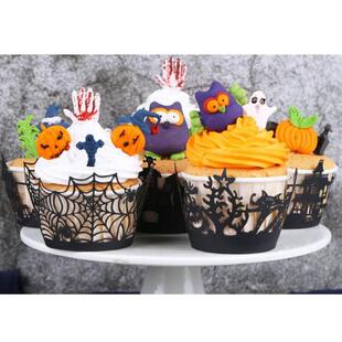 12pcs/lot Cupcake Wrappers Witch Castle Spider Hollow Case C