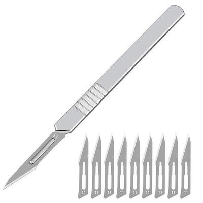 10pcs Carbon Steel Surgical Scalpel Blades + 1pc 11# /23# Ha