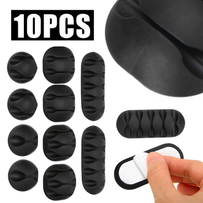 10pcs/pack Adhesive Cable  Desk Wire Tidy Organiser Managet