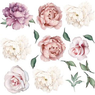Large Pink Peony Flower Wall Stickers Romantic Flowers Home