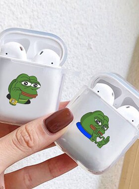 Cute Pepe Memes Sad Frog Clear Case For Airpods 2 Earphone