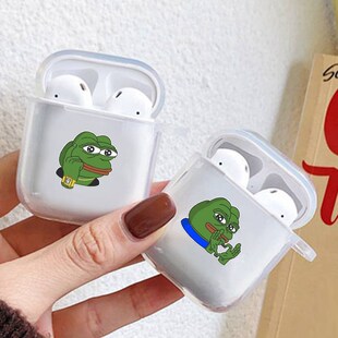 Cute Pepe Memes Sad Frog Clear Case For Airpods 2 Earphone