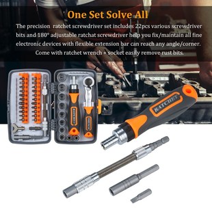 Screwdriver Ratchet Precision Screwdri Set Magnetic Bit 38pc