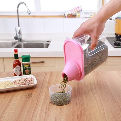 A plurality of plastic storage boxes for kitchen articles