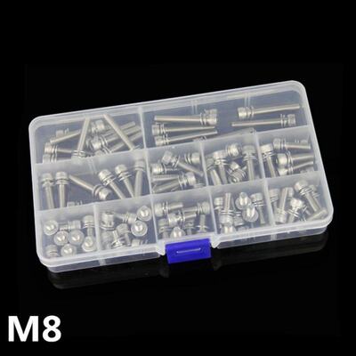 28pcs M8 Screw 304 Stainless Steel Hexagon Screw Bolt with W