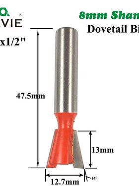 *LA VIE 1pc 8mm Shank Dovetail Bit 2 Flute Router bits Tungs