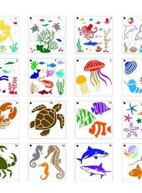 16 Pcs Marine Life Layering Templates for Stamping Scrapbook