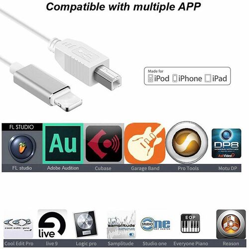 Lightning To Type B MIDI Keyboard Converter USB 2.0 Cable F