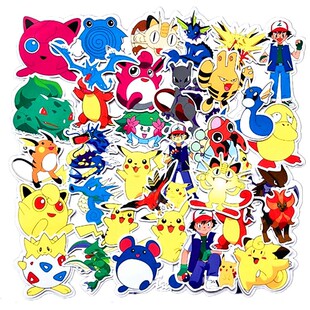 50/100/107pcs pokemon toy graffiti sticker skateboard mobil