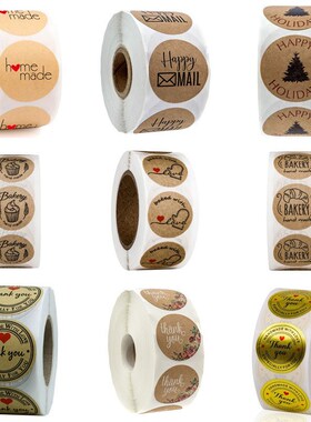 1Inch Round Hand Made with Love Sticker for Handmade Home M