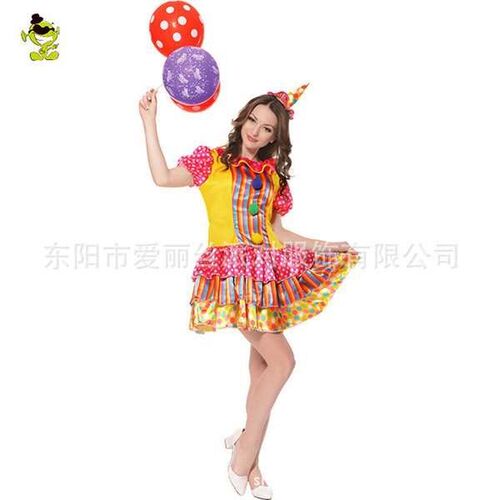 Women Colorful Pretty Clown Costumes Adult Funny Circus Girl