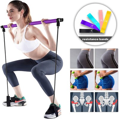 Pilates Bar Kit with Resistance Band Portable Pilates Exerci