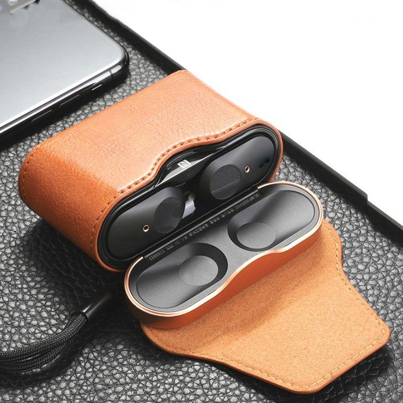 luxury leather case protective box for sony wf 1000xm3 wire