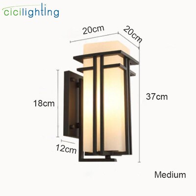 Black outdoor wall lamp, Metal +Glass shade garden lamp exte