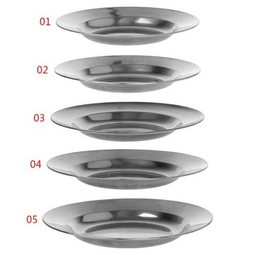 1 Pc Stainless Steel Round Dinner Plate Dish Tray Food Conta