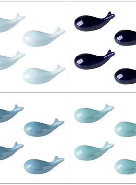 Set of 4 Blue Whale Ceramic Chopstick Holder Chopstick Rest