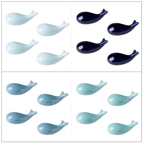 Set of 4 Blue Whale Ceramic Chopstick Holder Chopstick Rest