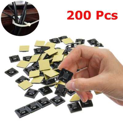 200Pcs Cable tie mount black Zip Tie car Cable Wire Removabl