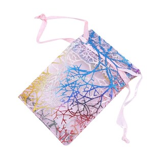 100Pcs/pack Organza Bag Wedding Gift Bags Colorful Coral Pat