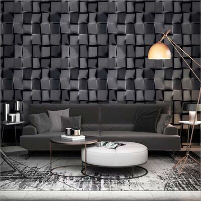 Vinyl 3D Wallpaper Nordic Stereo Black White Lattice Living