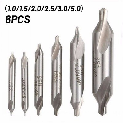 6Pcs HSS Combined Center Drills 60 Degree Countersinks Angle