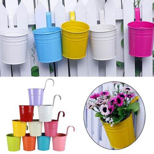 Wall Hanging Flower Pots Garden Fence Plant Pots Metal Iron