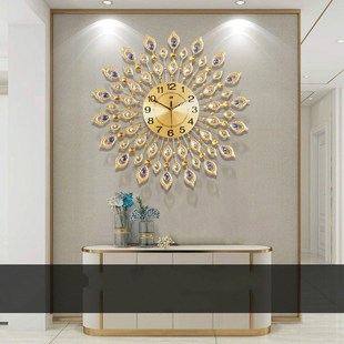 European light luxury living room wall clock wrought iron cr