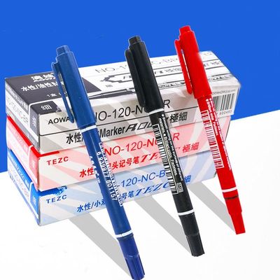 10Pcs/lot Double Head Marker pens Blue Black Red Ink 0.5mm