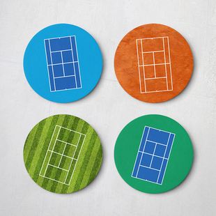 网球四大满贯 澳网法网温网美网 杯垫 隔热水杯垫 我爱网球俱乐部