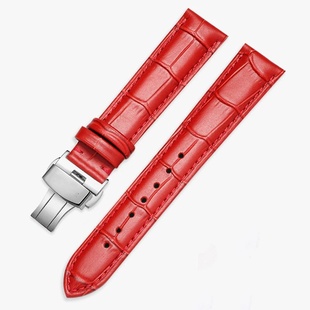 时尚牛皮通用皮表带女款适配欧米茄萧邦浪琴机械手表腕带男款18mm