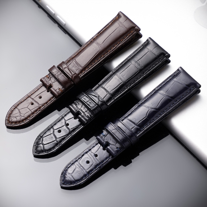 竹节纹鳄鱼真皮手表带 适配Omega欧米茄蝶飞鳄鱼皮表带男女款