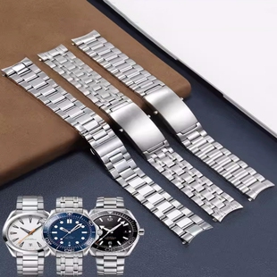 适配欧米茄海马150 300 600米钢带omega精钢手表带20mm不锈钢表链