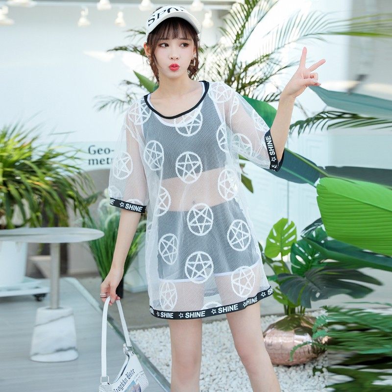 三件套罩衫泳衣女2025新款分体保守显瘦遮肚温泉小清新时尚游泳装