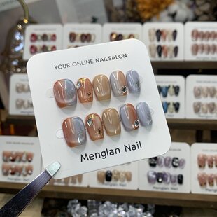 比干-指甲陛下纯手工穿戴甲带钻爆闪定制高级感可拆卸美甲