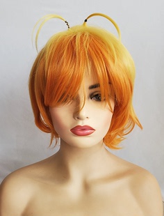 约定的梦幻岛 cosplay假发 艾玛 COS假发 橙黄渐变蓬松女款短发