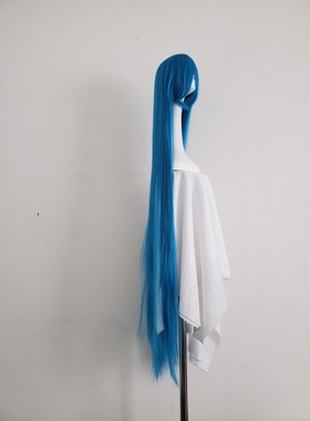 一米五和两米超长湖蓝色直发 金克丝 金克斯动漫cos假发