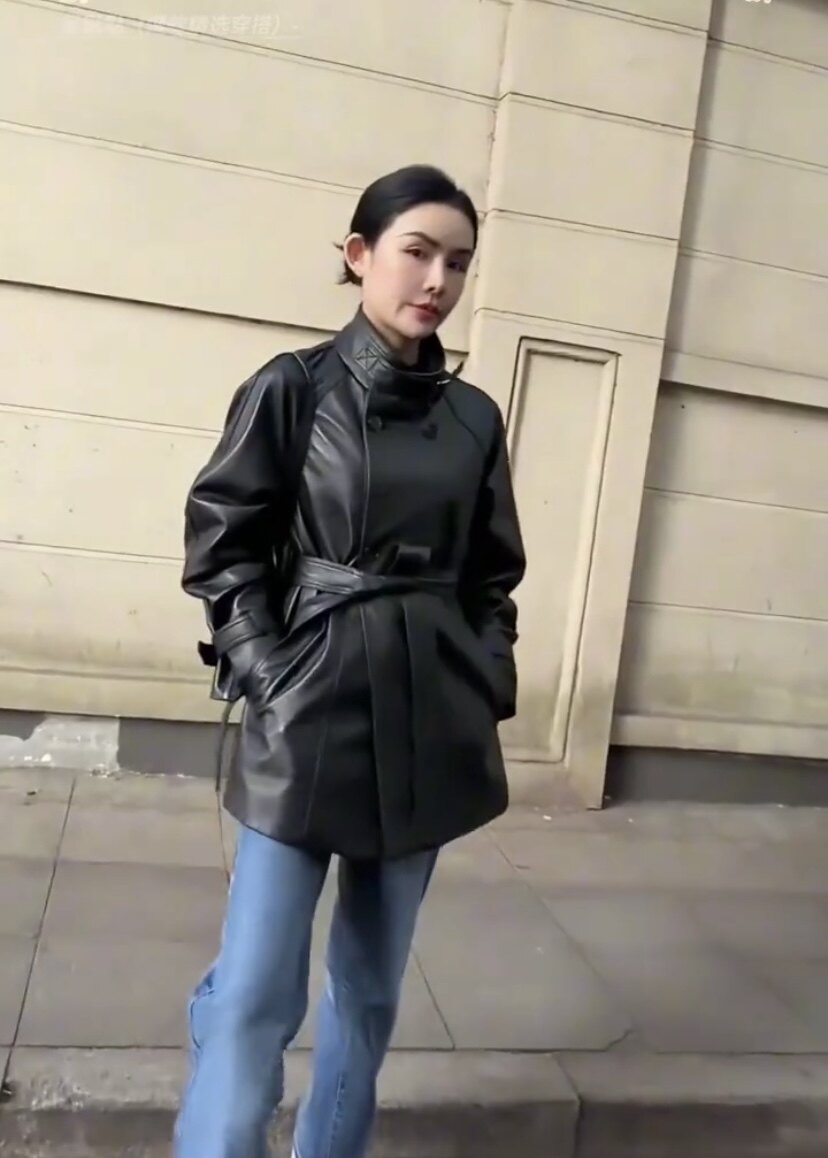 欧洲站2026春秋新品复古腰带中长款羊皮真皮皮衣软皮风衣外套女潮