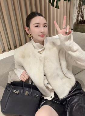 秋冬新款进口天鹅绒水貂毛皮草外套女短款立领整貂裘皮大衣年轻款