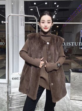 特价进口整貂水貂皮草马甲年轻皮草外套女2026新款秋冬新款潮
