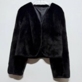 V领貂皮大衣年轻款 海宁2025新款 皮草外套女短款 整貂进口水貂显瘦