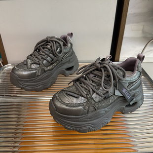 显脚小厚底小个子增高水钻轻便软底休闲运动鞋 2025新款 女款 老爹鞋