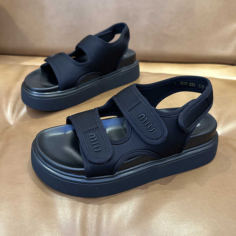 魔术贴厚底增高休闲运动凉鞋子女