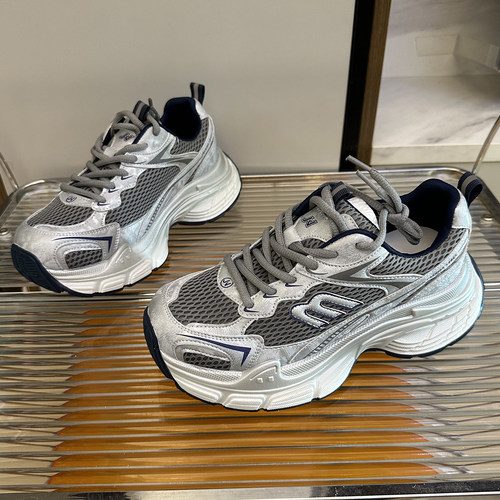 轻便透气显脚小厚底增高老爹鞋女